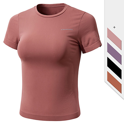 

Women's Yoga Top Solid Color Purple Pink Orange Black Yoga Running Fitness Tee / T-shirt Short Sleeve Sport Activewear Breathable Quick Dry Comfortable Stretchy