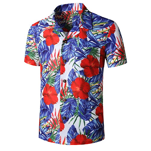 

Men's Graphic Tropical Leaf Print Shirt Tropical Daily Royal Blue