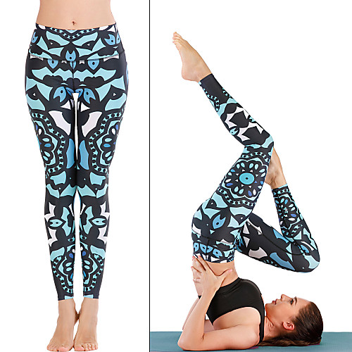 

Women's Yoga Pants Winter 3D Print Blue Running Fitness Gym Workout Tights Leggings Sport Activewear Moisture Wicking Soft Butt Lift Tummy Control Stretchy Skinny