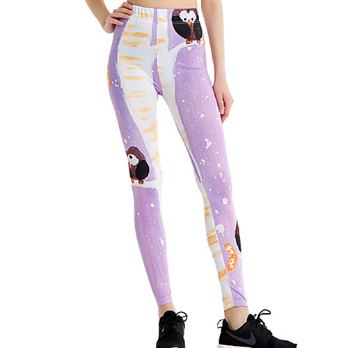 

Women's Sports / Yoga Sporty / Basic Legging - Print / Color Block, Print Mid Waist Purple One-Size