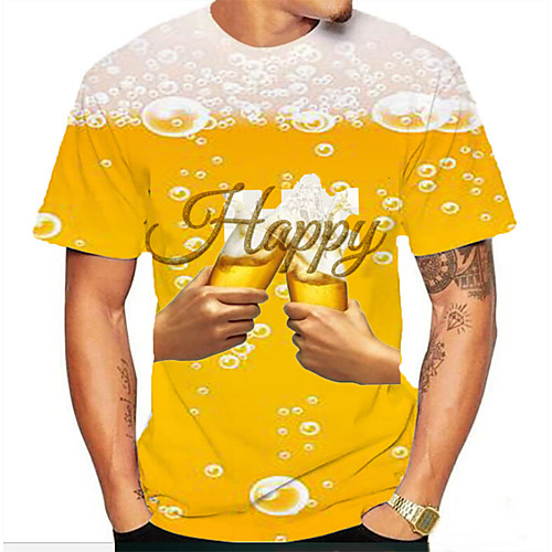 

Men's Graphic 3D Print Print T-shirt Basic Daily Yellow