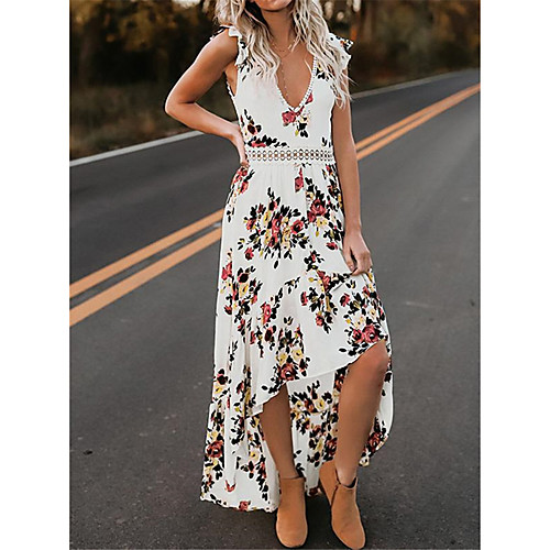 

Women's 2020 White Black Summer Dress Casual Elegant Party A Line Floral S M