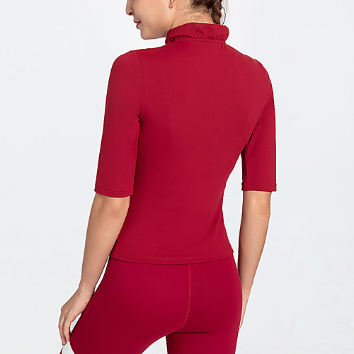 

Women's Yoga Top Solid Color Burgundy Pink Black Elastane Yoga Running Fitness Tee / T-shirt Half Sleeve Sport Activewear Breathable Quick Dry Comfortable Stretchy
