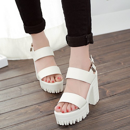 

Women's Sandals Summer Creepers Open Toe Daily PU White / Black