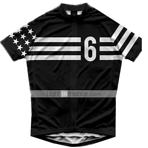 

21Grams Men's Short Sleeve Cycling Jersey Black / White Bike Jersey Top Mountain Bike MTB Road Bike Cycling UV Resistant Breathable Quick Dry Sports Clothing Apparel / Stretchy