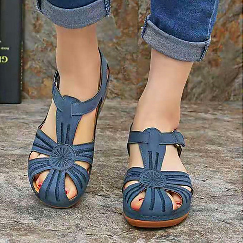 

Women's Sandals Summer Wedge Heel Round Toe Daily PU Orange / Blue / Brown