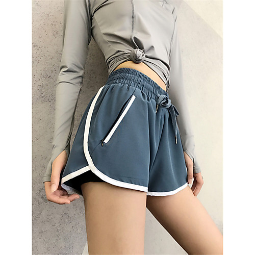 

Women's Running Shorts Athletic Shorts Workout Shorts Sports Bottoms Running Jogging Training Breathable Quick Dry Tummy Control Solid Colored Blue Black / Micro-elastic