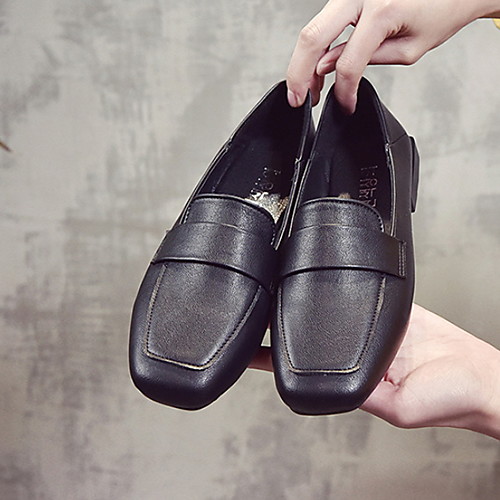 

Women's Flats Spring & Summer Flat Heel Round Toe Daily PU Black / Beige