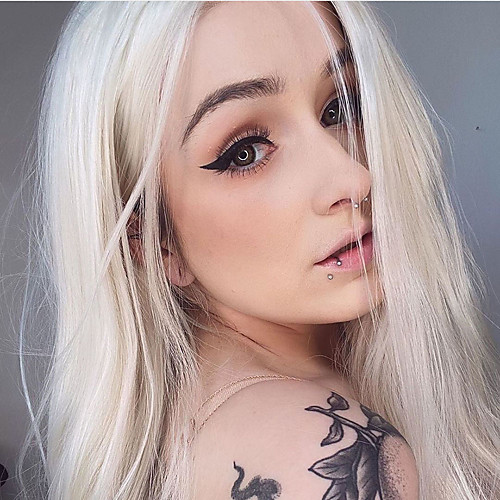 

Synthetic Lace Front Wig Straight Gaga Middle Part Lace Front Wig Long Platinum Blonde Synthetic Hair 22-26 inch Women's Heat Resistant Women Hot Sale Blonde / Glueless