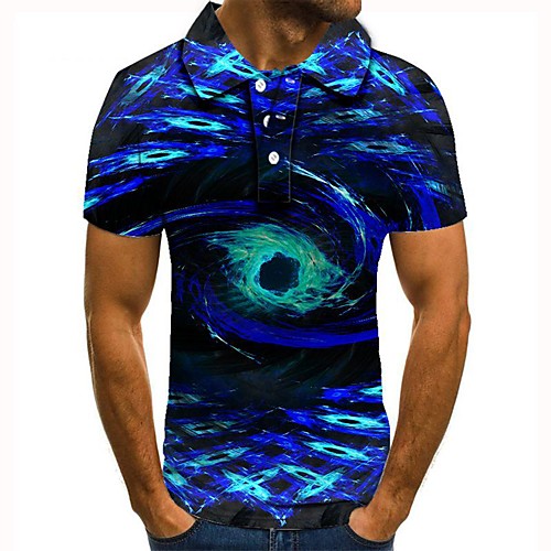 

Men's Graphic 3D Print Print Polo Daily Blue