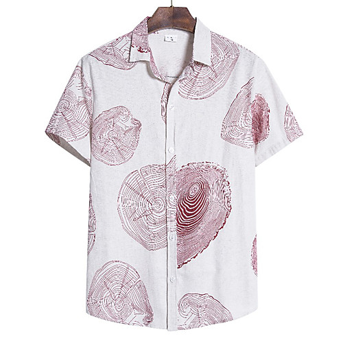 

Men's Geometric Shirt Vintage Street chic Holiday Weekend White / Red