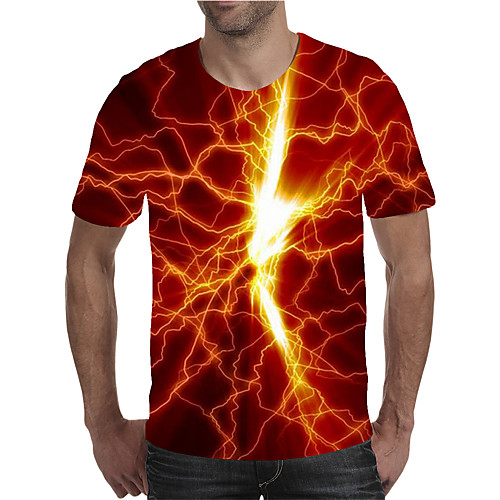 

Men's Holiday Going out Street chic / Exaggerated T-shirt - Geometric / Color Block / 3D Print Rainbow
