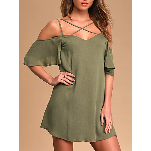 

Women's Sheath Dress - Short Sleeves Solid Color Summer V Neck Elegant Daily 2020 Green M L XL XXL XXXL / Satin
