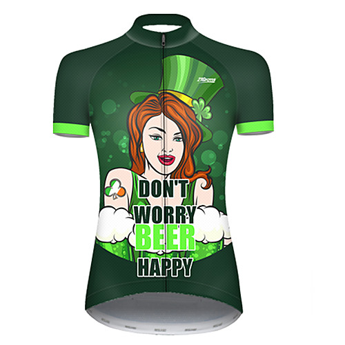 

21Grams Women's Short Sleeve Cycling Jersey Green Oktoberfest Beer Bike Top Mountain Bike MTB Road Bike Cycling Breathable Sports Clothing Apparel / Micro-elastic