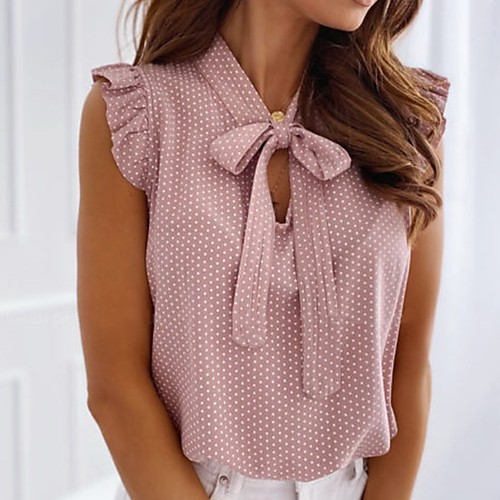 

Women's Polka Dot Blouse Daily Blue / Blushing Pink / Gray