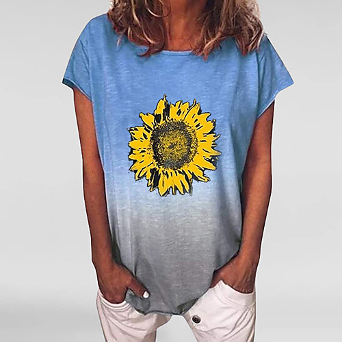 

Women's Daily T-shirt - Floral / Tie Dye Daisy, Print Purple