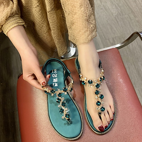 

Women's Sandals Summer Flat Heel Open Toe Daily PU Green / Black