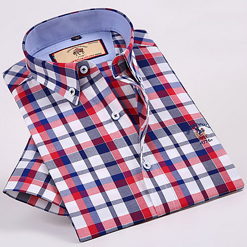 

Men's Houndstooth Print Shirt Daily Red
