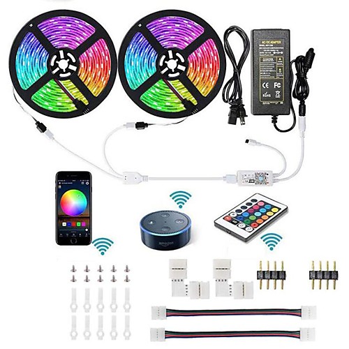 

KWB WIFI Smart LED Strip Lights Kit 5050 RGB 10M 25M 300 LEDs Phone Controlled LED Strip KitTimer LED Tape LightWorks with Android iOS and Google Home and 12V 6A Power Supply