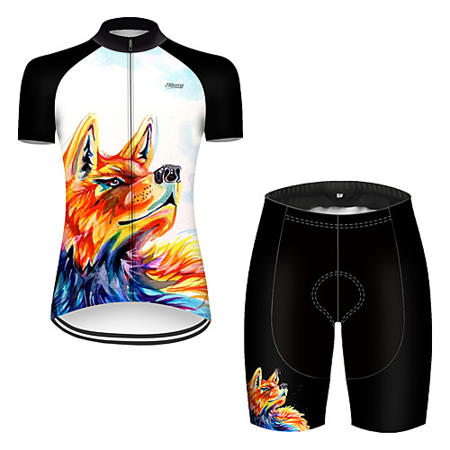 

21Grams Women's Short Sleeve Cycling Jersey with Shorts Black / Orange Bike Breathable Sports Patterned Mountain Bike MTB Road Bike Cycling Clothing Apparel / Stretchy