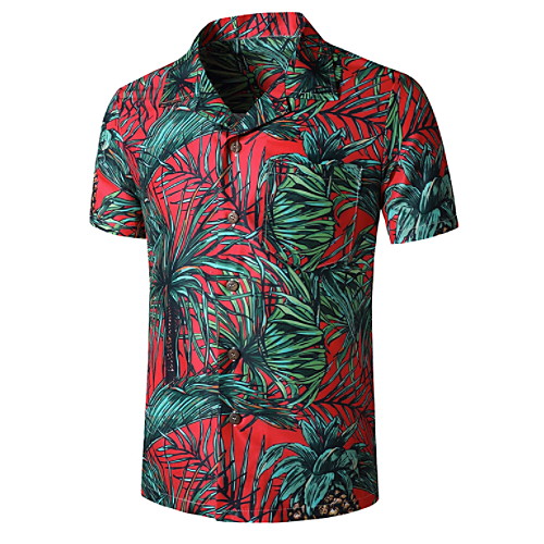 

Men's Graphic Palm Tree Print Shirt Tropical Daily Red