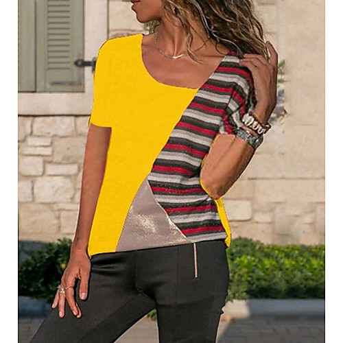 

Women's Color Block T-shirt Daily White / Blue / Red / Yellow / Army Green