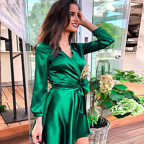 

2020 SUMMER Long Sleeve Satin Dress