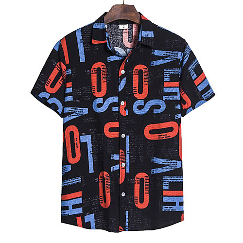 

Men's Letter Shirt Vintage Street chic Holiday Weekend Black