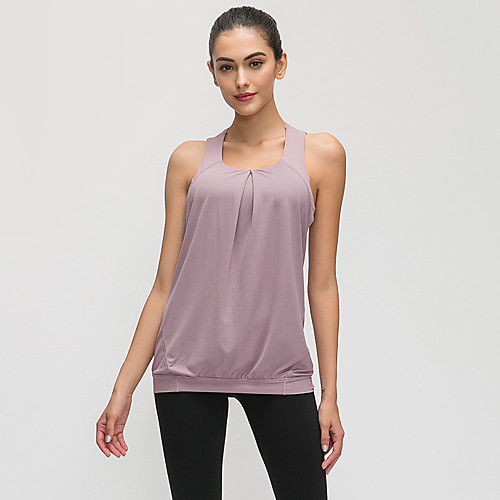 

Women's Yoga Built In Bra Tank Solid Color White Black Purple Blue Elastane Yoga Running Fitness Tank Top Short Sleeve Sport Activewear Breathable Quick Dry Comfortable Stretchy