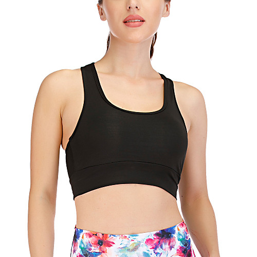 

Women's Sports Bra Yoga Top Solid Color Black Yoga Running Gym Workout Bra Top Top Sleeveless Sport Activewear Breathable Comfortable Stretchy
