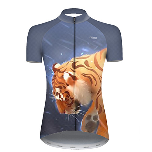 

21Grams Women's Short Sleeve Cycling Jersey Black / Yellow Galaxy Tiger Bike Top Mountain Bike MTB Road Bike Cycling Breathable Sports Clothing Apparel / Micro-elastic