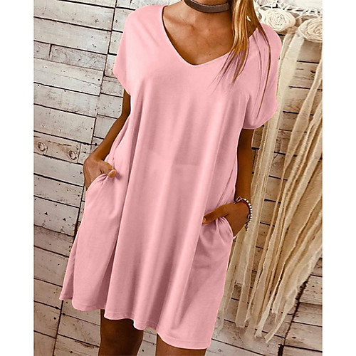 

Women's 2020 Purple Yellow Summer Dress Casual Shift Solid Color S M