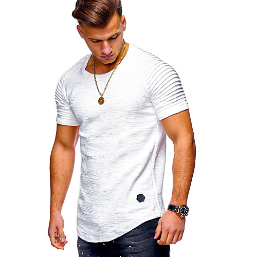 

Men's Solid Colored Asymmetric T-shirt Basic Military Daily Sports White / Black / Army Green / Dark Gray