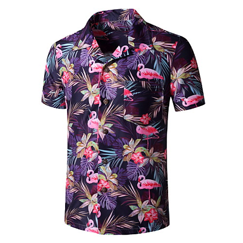 

Men's Floral Graphic Print Shirt Tropical Daily Purple