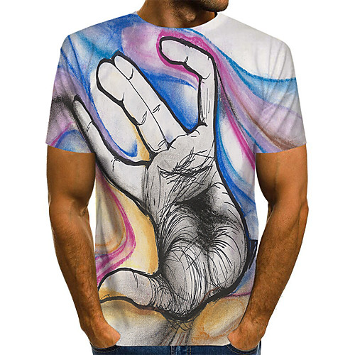 

Men's Geometric 3D Print T-shirt Street chic Exaggerated Daily Going out Rainbow