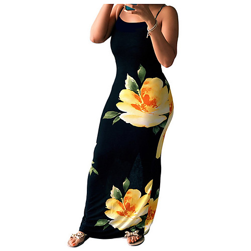 

Women's 2020 Yellow Green Summer Dress Street chic Bodycon Floral S M