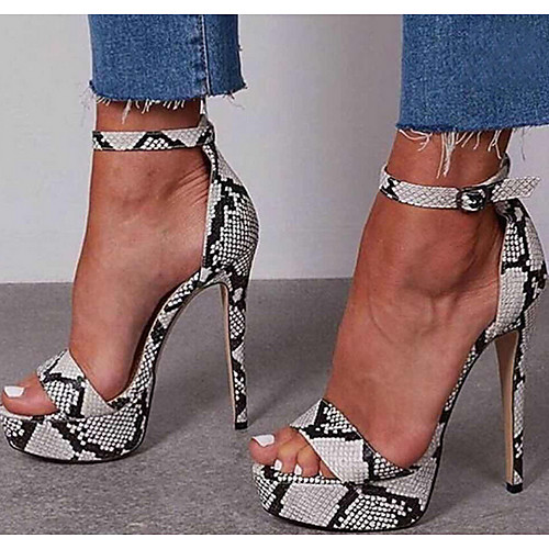 

Women's Sandals Summer Stiletto Heel Open Toe Daily PU White