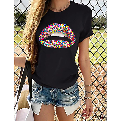 

Women's Rainbow Graphic Print T-shirt Basic Daily Black