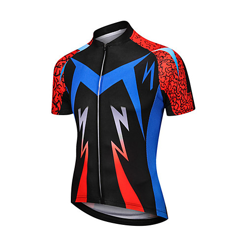 

21Grams Men's Short Sleeve Cycling Jersey RedBlue Bike Jersey Top Mountain Bike MTB Road Bike Cycling UV Resistant Breathable Quick Dry Sports Clothing Apparel / Stretchy