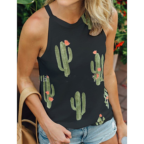 

Women's Daily Tank Top - Geometric Print Orange