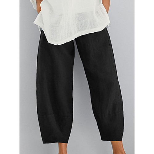 

Women's Basic Chinos Pants - Solid Colored Black Khaki Dusty Blue S M L
