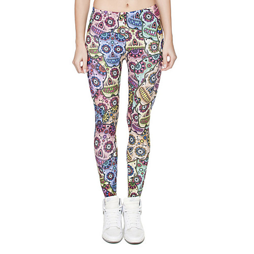 

Women's Sports / Yoga Sporty / Basic Legging - Print, Print Mid Waist Rainbow One-Size