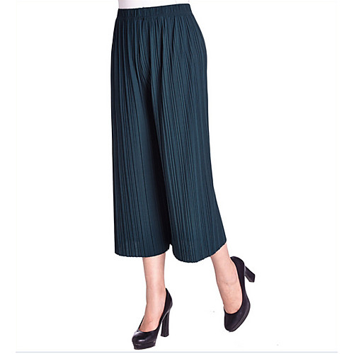 

Women's Basic Wide Leg Pants - Solid Colored Wine Black Blue XXXL
