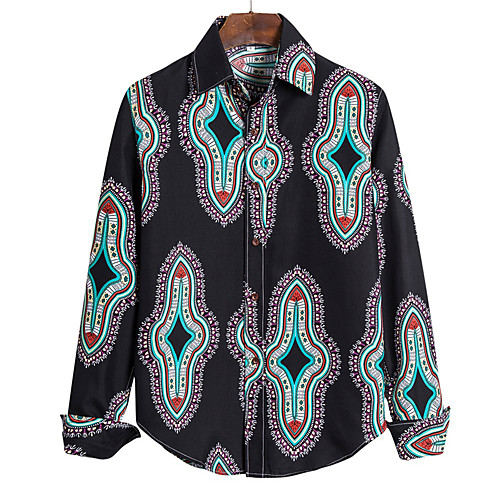 

Men's Tribal Shirt Vintage Street chic Holiday Weekend Black / Blue / Red