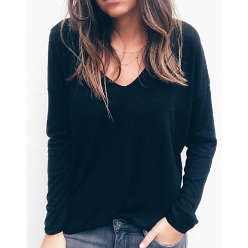 

Women's Solid Colored T-shirt Daily Black