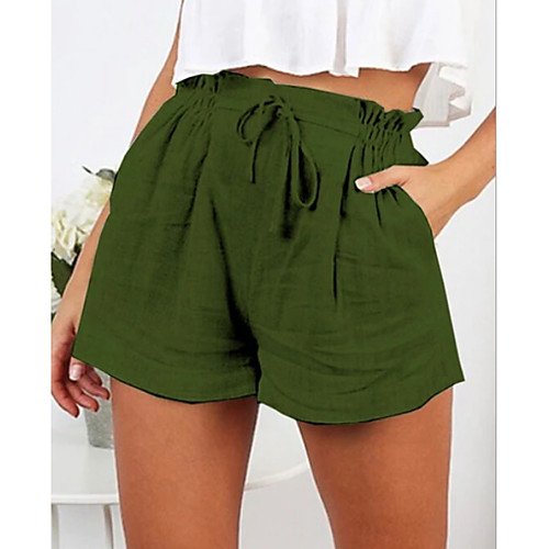 

Women's Basic Chinos Shorts Pants - Solid Colored Black Green Beige S / M / L