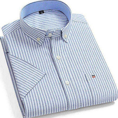 

Men's Striped Print Shirt Daily Blue