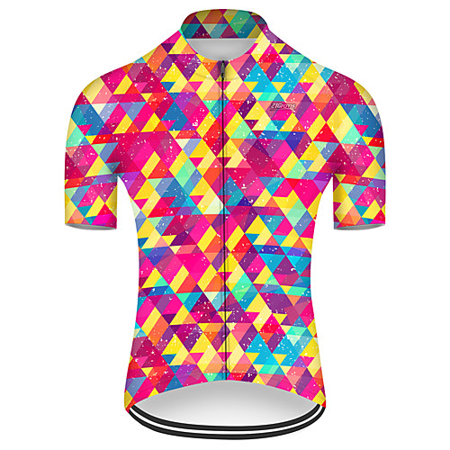 

21Grams Men's Short Sleeve Cycling Jersey RedBlue Rainbow Bike Top Mountain Bike MTB Road Bike Cycling Breathable Sports Clothing Apparel / Micro-elastic