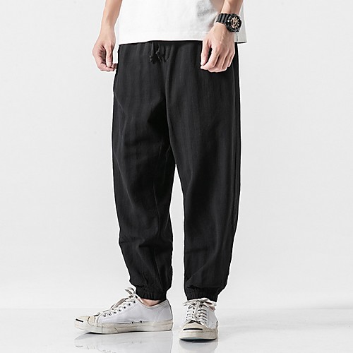 

Men's Sporty / Chinoiserie Chinos Pants - Striped Drawstring Comfort Green Black Gray US32 / UK32 / EU40 US34 / UK34 / EU42