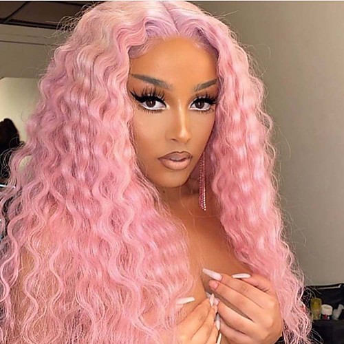 

Synthetic Lace Front Wig Curly Taylor Middle Part Lace Front Wig Long Pink Synthetic Hair 22-26 inch Women's Heat Resistant Women Hot Sale Pink / Glueless